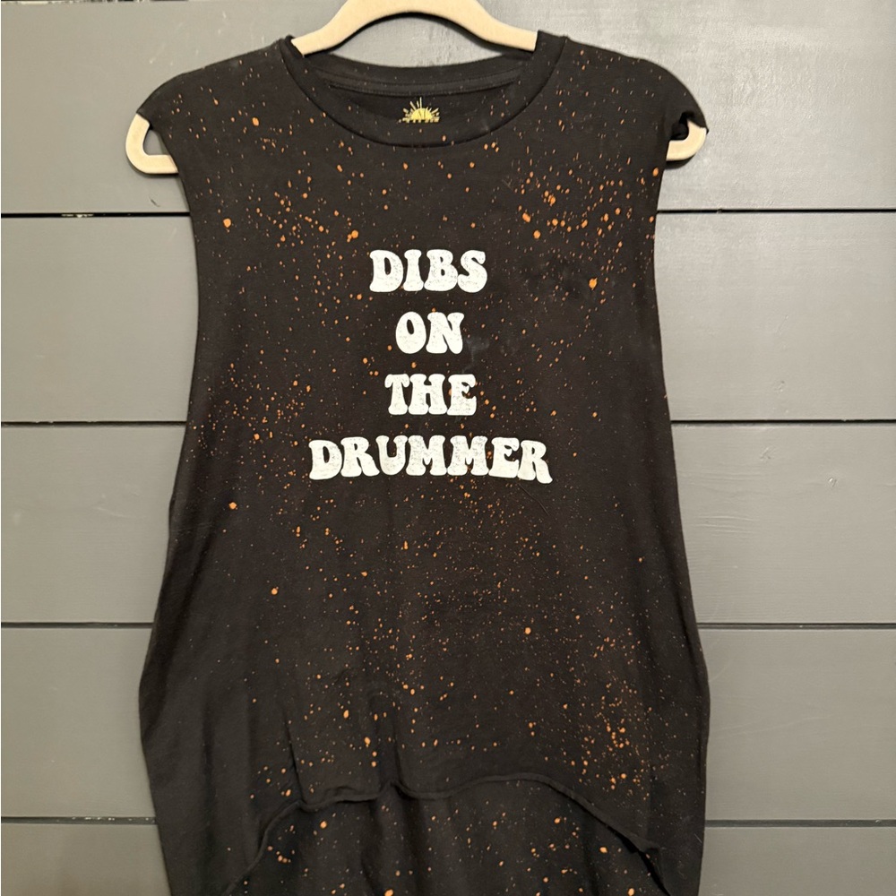 Black Sleeveless Top with White Text